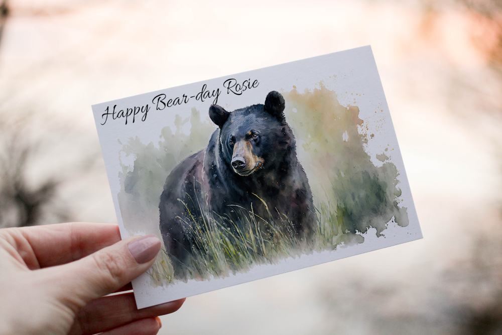 Black Bear Birthday Card, Card for Birthday, Birthday Card - Click Image to Close